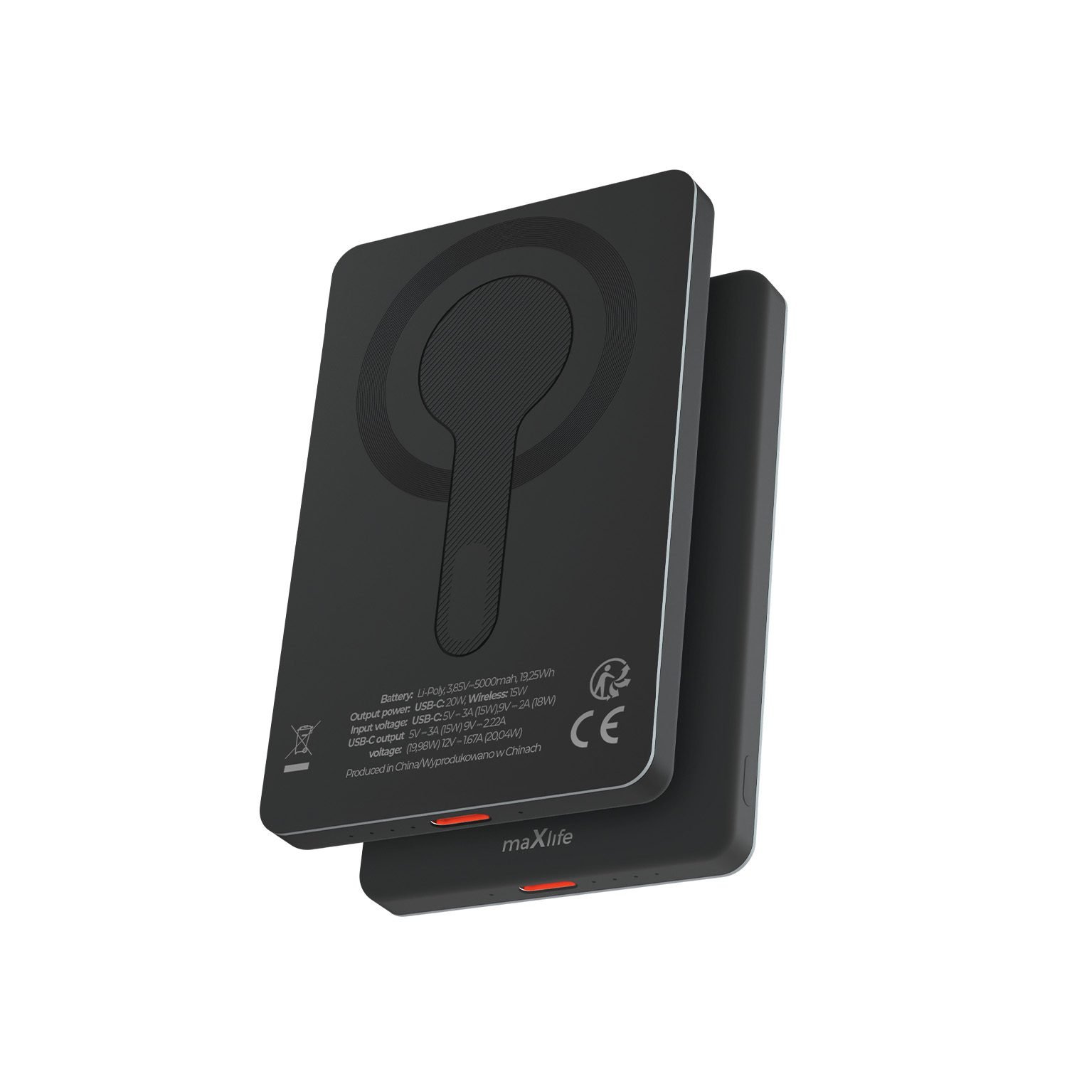 454524_oryg.jpg Maxlife bežični magnetski powerbank MXPB-05 5000 mAh 20W PD crni - Slika 1
